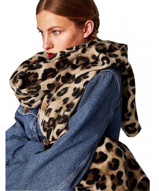 Women Winter Leopard Scarf Cashmere Feel Pashmina Shawls And Wraps Fashion Scarf - Leopard - CM187HZLR3O