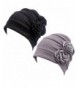 HONENNA Ruffle Chemo Turban headband Scarf Beanie Cap Hat for Cancer Patient - Black+gray - CF186K07ZYY