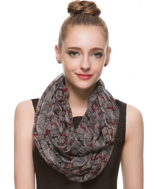 Aoloshow Animal Print Scarf Mini Horse Infinity Loops Soft Lightweight - C Black Red - CF124XJYMGD
