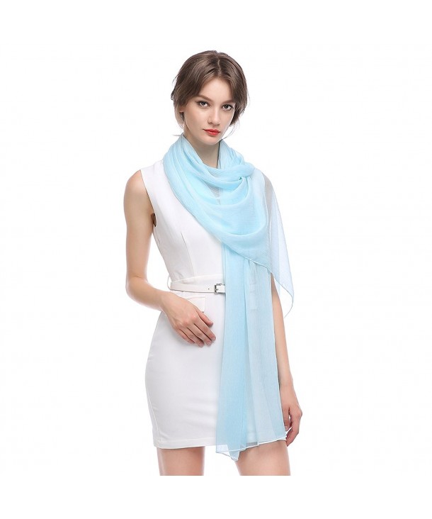 Chiffon Embroidery Fashion Lightweight Scarves - Sky Blue-solid Color - CH184UU9OHL