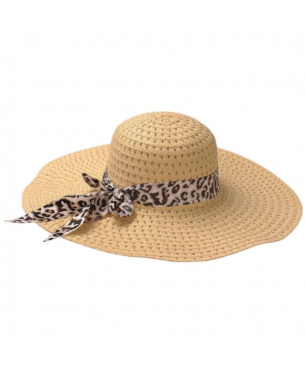 Sun Beach Hat- gloednApple Women Summer Bow-Knot Straw Wide Large Brim Sun Hat Caps (Beige) - Beige - CG17Z75U98A