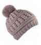 YJDS Cable Knit Pom Pom Hat Winter Beanies Hats Stocking Cap For Women and Men - Brown - CI186DTIZL8