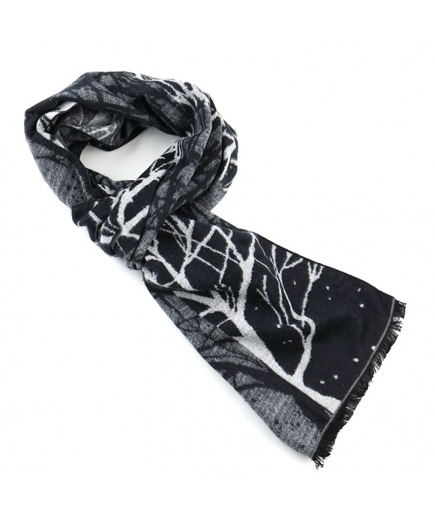 Faskelin Long Soft Women Scarf Warm Comfortable Winter Scarf Wrap Shawl for Women - Grey & Black - CG186H9E62N