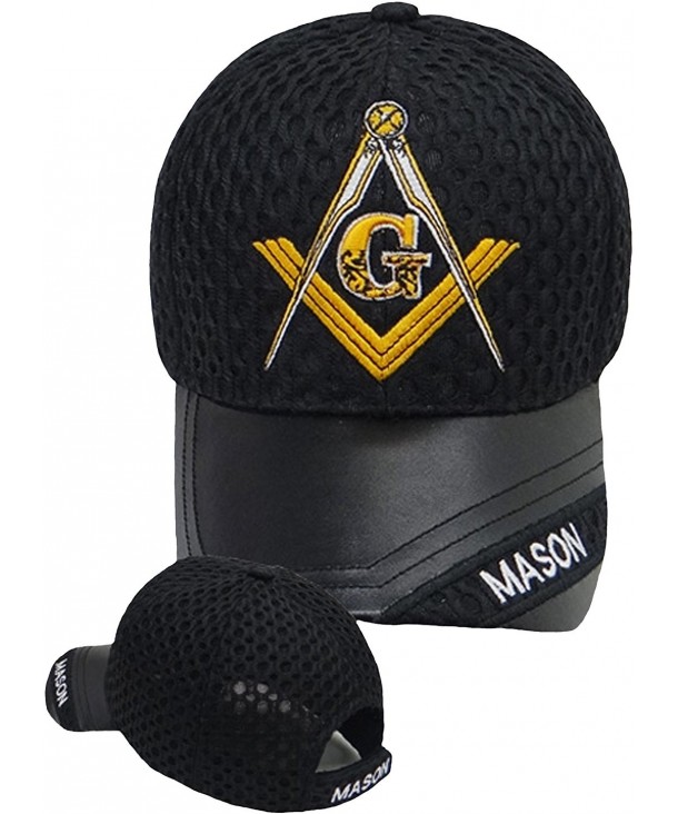 Masonic Baseball Cap Freemason Mason Hat Mens One Size Black - C511AY3ERFX