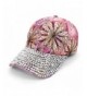 Rhinestone Bling Embellished Pink Flower Baseball Cap - C7183D73UI2