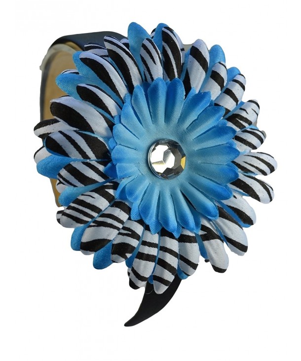 Girls Zebra Print Daisy Arch Headband - Turquoise - CH11856FVZH