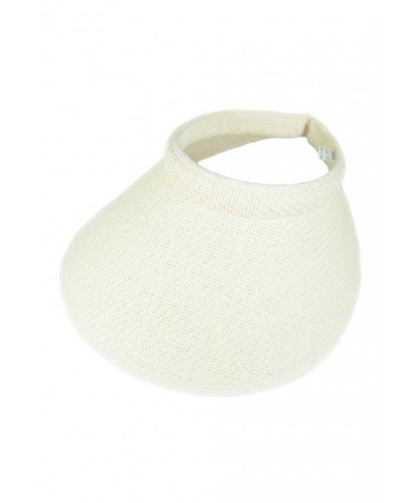 Aesthetinc Big Sun Visor Hat Weave Design Paper Straw Push On Clip On - Cream - CF12HRUE27J