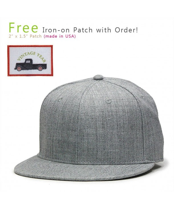 Premium Heather Wool Blend Flat Bill Adjustable Snapback Hats Baseball Caps (Various Colors) - Heather Gray - CQ125LESW0V