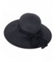 Straw Hat Women's Wide Brim Summer Beach Sun Hat w/ Bowtie Ribbon - Black - C21824Z6TAR