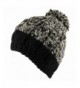Morehats Two Tone Crochet Knit Slouchy Pompom Beanie Beret Winter Ski Hat - Black - CF11NXHSU5B