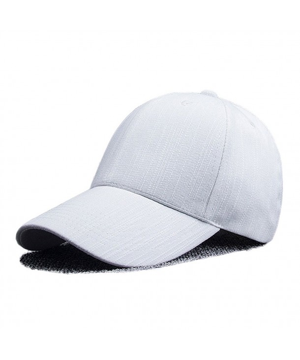 RICHTOER Men Women Classic Baseball Caps Striped Cotton Sun Hat Windproof Cap Casual Hats - White - CM186ZYIG48
