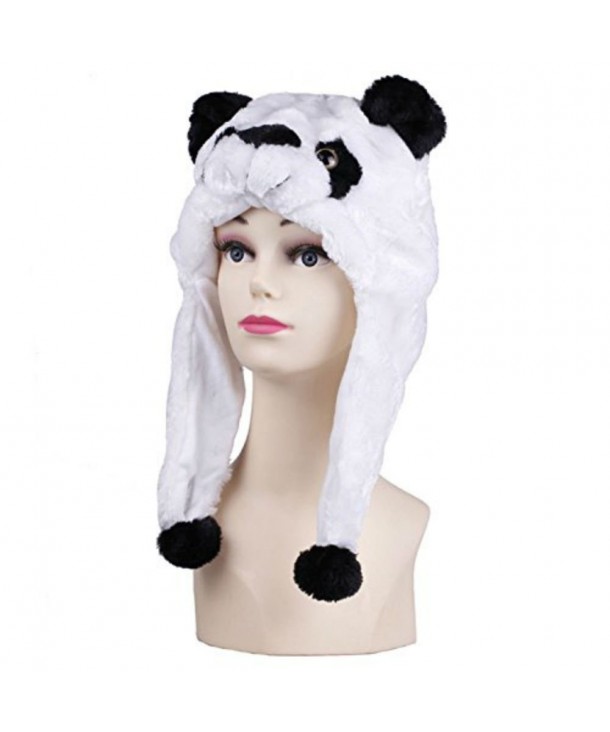 Viskey Animal Plush Hat with Ear Flaps - white-black - CT11PBXBYDF