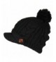 Black PomPom Cable Ribbed Beanie in Women's Skullies & Beanies