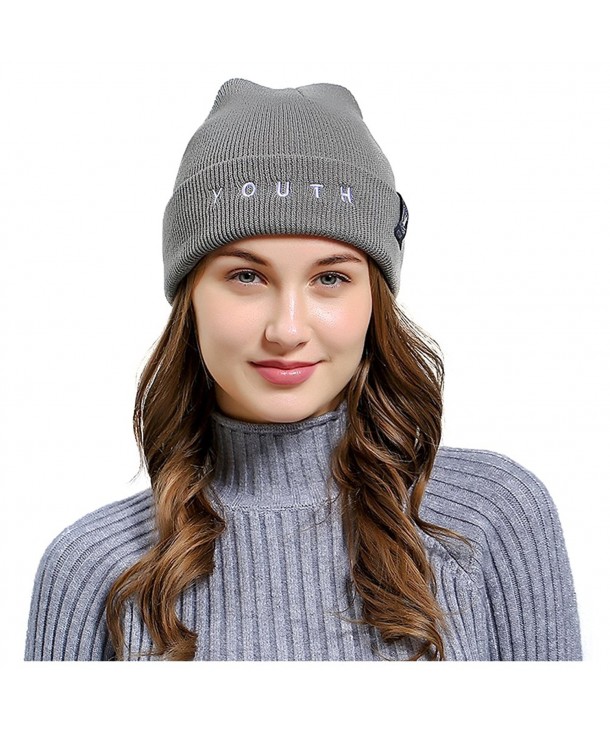 Jelinda Unisex Cable Knit Beanie Skully Warm Stretchy Hats - B Light Grey - CY18C2260S6