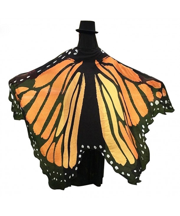 Powerfulline Butterfly Wing Beach Towel Cape Scarf Shawl for Women Christmas Halloween - Orange - CJ186EC59QO