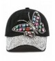 The Hat Depot Women's Butterfly Rhinestone with Bling Studed Cap - Black - C612HFJ5Z8H