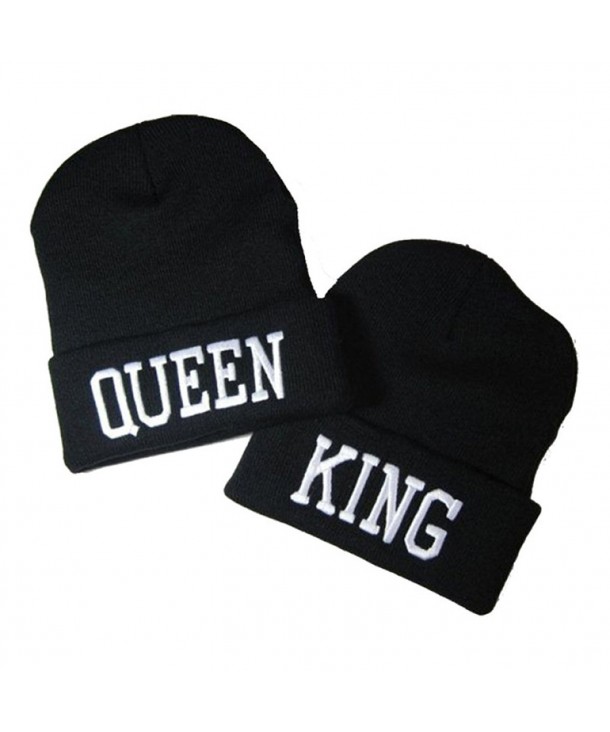 Couple Matching King & Queen Warm Stylish Beanie Hat - White Letter - CZ1883RCT76