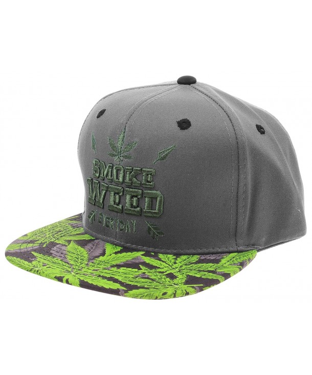 Enimay Hemp Weed Marijuana 420 Ganja Stoner Leaf Adjustable Ball Cap Hat - Marijuana Gray - CA17YDZC9S8