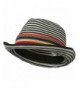 Women's Striped Design Fedora Hat with Multi-Color Band - Black White W19S63D - CM11D3H9IY3