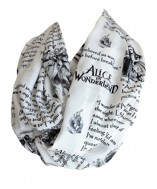 Etwoa's Lewis Carroll Alice in Wonderland Book Quotes White Infinity Scarf - C712O229B3T