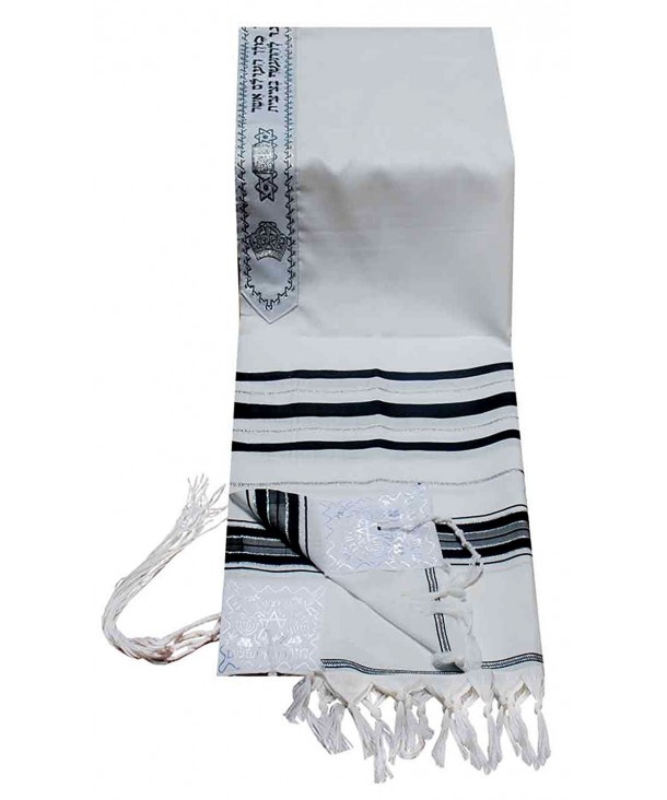 Acrylic Tallit (imitation Wool) Prayer Shawl in Black and Silver Size 24" L X 72" W - CQ1121YUCV7