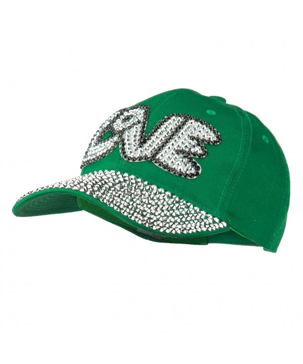 Love Rhinestone Jeweled Baseball Cap - Green - CI11VLHLDGX