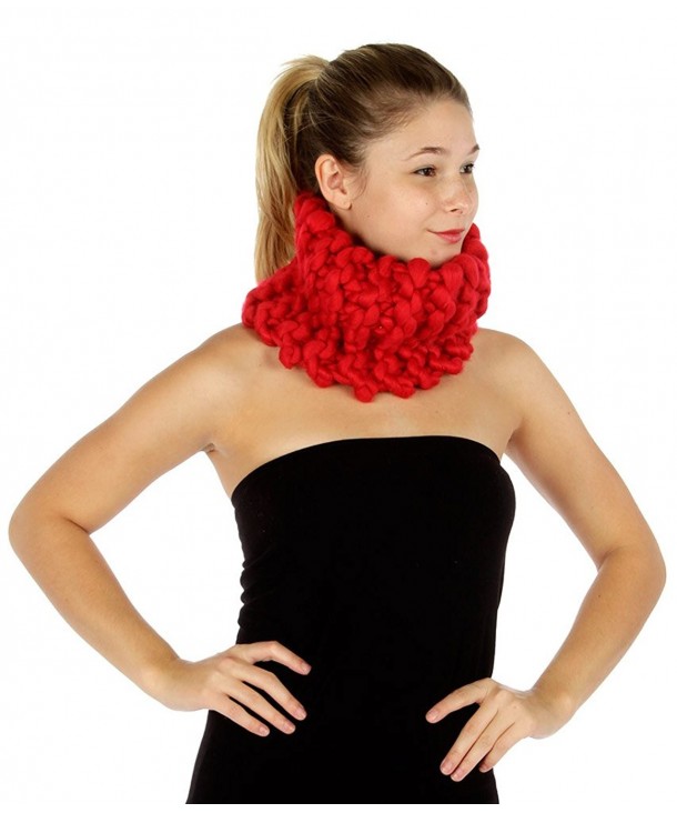 Knitting Factory Winter Hand Made Neck Warmer Selection Big Yarn Loopy Neck Warmer - Red - CQ12913RHLD
