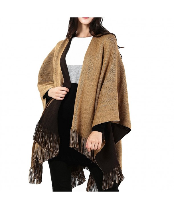 Marvel O Bug Warm Plaid Fashion Women Oversized Fringe Scarf Blanket Shawl Wraps Poncho Pashminas S139 - Brown - CI188UI84SQ