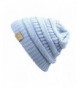 Unisex Trendy Warm Chunky Soft Stretch Cable Knit Slouchy Beanie Skully- One Size- Denim - CH11NW1TFBV