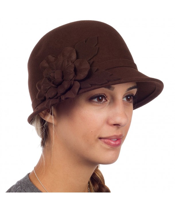 Sakkas Clara Vintage Style Wool Cloche Bucket Bell Hat - Brown - CP11KI25NUJ