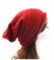 Slouchy Beanie Knitted Headwear Oversized - Knitted Red - CZ186MEHNNG