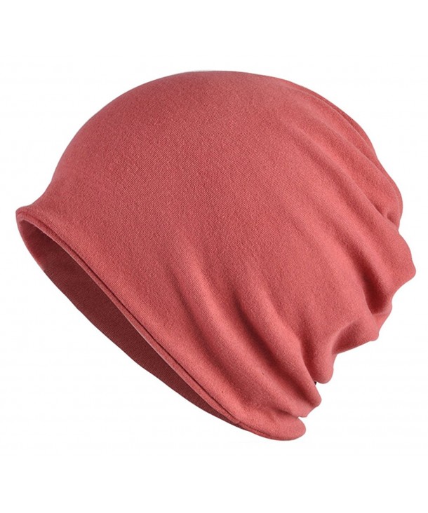 Jemis Womens Cotton Chemo Hat Beanie Scarf - Beanie Cap Bandana for Cancer - Solid Dark Red - CP187EAUG29