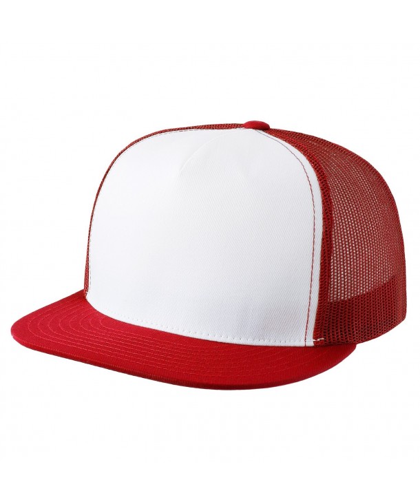 Classic Trucker Snapback Hat Yupoong 6006 & 2-Tone - Red/White/Red - CU11LMLW4L1