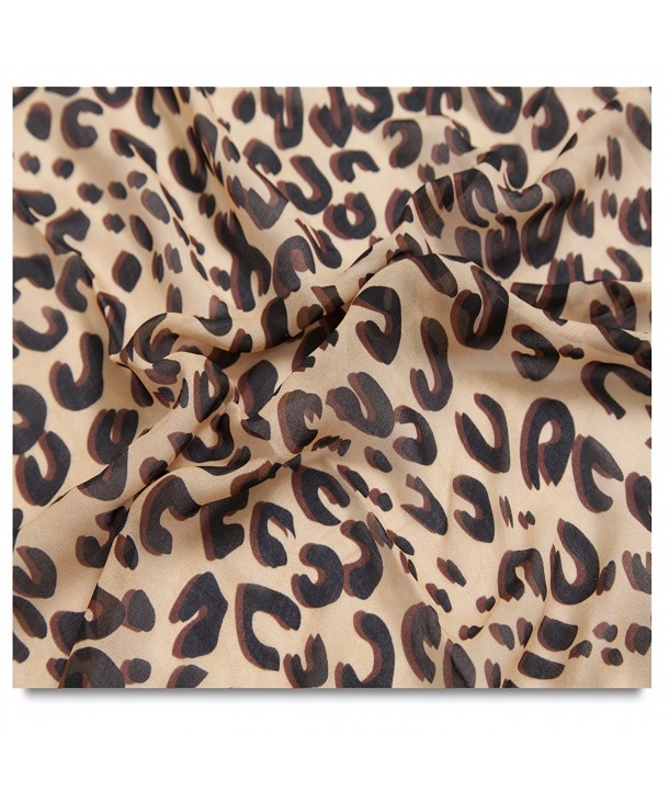 Silky Fashion Brown Leopard Print Soft Scarf Shawl Wrap for women girl - C911N6CWVPX