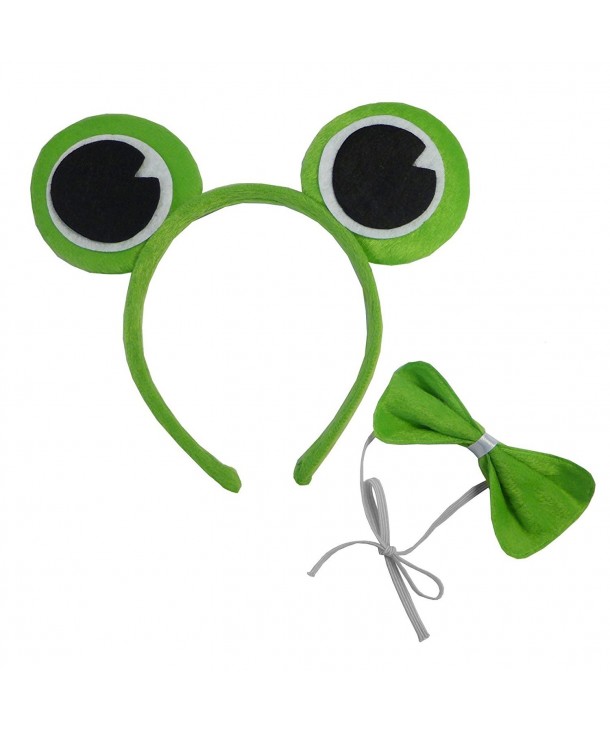 Kermit Green Frog Prince Head Band Ears Bow Tie Toad Fancy Dress Set Adult Child - CL1209Y0A9N