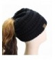 Hatsandscarf CC Exclusives Solid Color Beanie Tail Hat For Adult (MB-20A) - Black - CK12O40XBQG