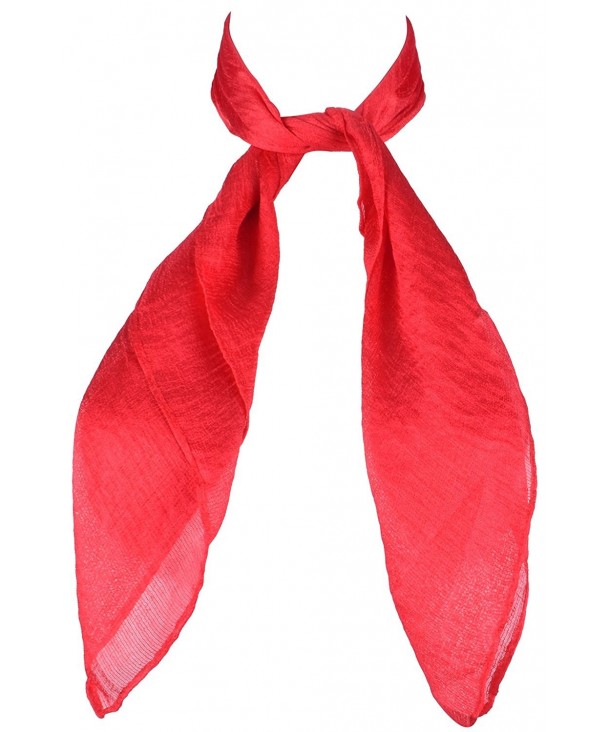 Vintage Square Neck Scarves Wrap Neckerchief Women Solid Color Bandana for Girls - Red - CV1839HKTU3