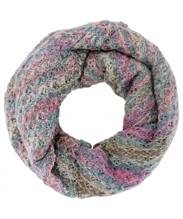 Chunky Two-Tone Knit Unisex Winter Infinity Scarf - Pink - CE110C3WHM1