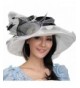 June's Young Summer Hat Women Beach Organza Hat for Kentucky Derby - Black/White - CP11O9ODDXB