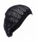 BSB Womens Knit Beanie Beret Hat Lightweight Fashion Accessory Crochet Cutouts - Black Net - C818205S9RO