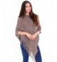 Livingston Women's Soft Cozy Knit Fringed Shawl Wrap w/Sequins - Mocha Brown - CR188KHHU5I