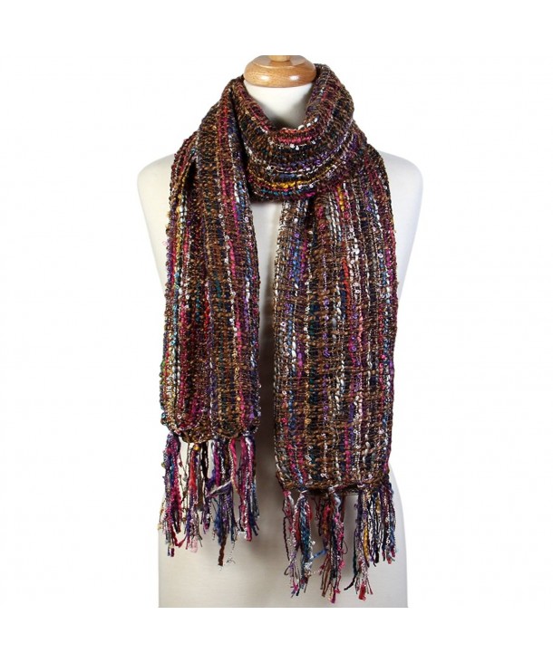 Scarfand's Multi-string Mixed Color Weave Thick Winter Long Scarf Shawl - Brown - CB187CWY5H8