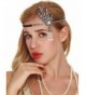 Art Deco 20s Flapper Headpiece - Great Gatsby Inspired Leaf Medallion Pearl Headband - Black-1 - CR185UIDLEZ