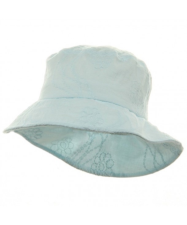 Ladies Embroidered Cotton Fashion Bucket Hat - Turquoise - CD113HANQYX