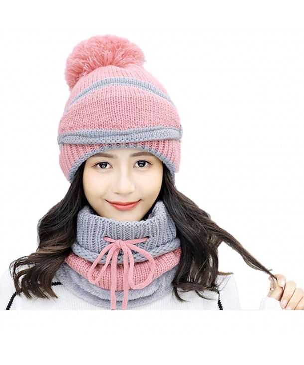 JAYLINNA 3 in 1 Winter Fur Hats for Women Girls Warm Knitted Beanie Skull Caps - 2 - C5188KY3TN0