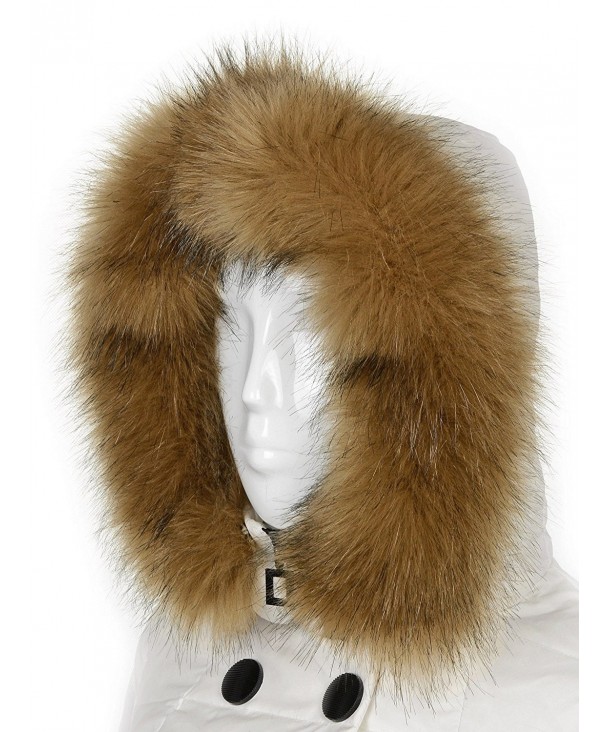 Futrzane Trim Hood Faux Fake Fur Hood Winter for Jacket Ski Collar Wrap Shawl - Beige - C7128QBMEN7