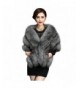Elfjoy Luxury Faux Fox Fur Long Shawl Cloak Cape Wedding Dress Party Coat for Winter - Fox-silver - CQ187W3D87C
