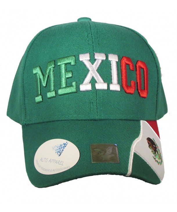 Altis Premium Mexico Curve Bill Hat - Adjustable Baseball Cap (Green +Seal) - Green - CU12HH94QN5