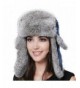 FURTALK Natural Rabbit Fur Ushanka Trapper Hat Aviator Winter Cap For Women - Blue - CB12M9YPSDP