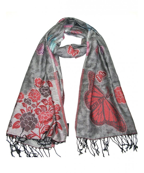 Lovarzi Women's Butterfly Pashmina Scarf - Ladies scarfs - Winter Scarves - Grey - CM11H0H2QHD